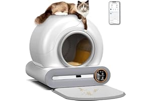 RETRIN Arenero Gatos Inteligente Automático Cat Inodoro Gran Espacio Pet Trash Cat Pet Supplies Caja Arena Gato Control De App con Bolsas De Basura/Alfombrillas,Limpieza Fácil