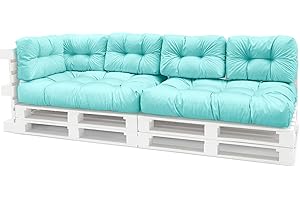 Spatium Cojines para pales europalé palets Funda desenfundable, Impermeable Menta 7-Piezas Set