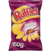 Ruffles Ham, Potato Chips with ham flavor, Snack product, individual bag, 150 g