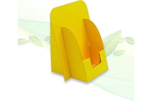 thefoldstands Lot de 5 porte-cartes de visite écologiques pliables « design jaune » pour cartes de visite 5,5 x 9,0 cm vertical, porte-cartes de visite en carton FSC, utilisation à court et moyen