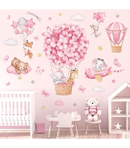 Stickers Muraux Enfants Forêt Animaux – Arbre, Ratons Laveurs, Écureuils, Cerfs, Fleurs & Papillons, Décoration Chambre Bébé Garçon Fille