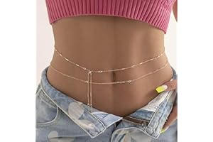 JUSTUSNX Crystal cadena de cintura de cristal cadena de vientre en capas cadena de estómago Sexy cadena de cuerpo accesorios de joyería para mujeres y niñas (A)