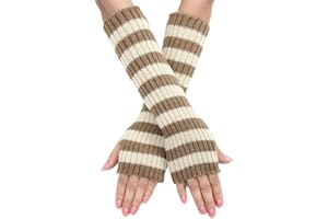 KALOEY Women’s Knitted Arm Warmers – Soft Winter Warm Long Fingerless Gloves Stretchy Knit Sleeves Cute Half Finger Warmers for Girls and Women