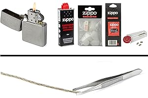 ZIPPO + SWEEDZ Zippo Set 3: Zippo Feuerzeug Chrom + Benzin, Feuersteine, Watte, Docht und Pinzette
