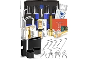 Eventronic 38+4 Stück Lockpicking Set, [2024 Schwierigkeit Upgrade & Geschenk Ideal] Dietrich Set mit 4 Transparente Schlösser und 4 Schwarze Verschlusshülsen, Handbuch für Anfänger & Profisrleicht