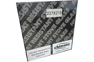 Chimsoc Replacement Stove Glass - Hunter Herald 8/14 (Old) Double Door/Midi 14 / Woodburner Medium (227mm x 215mm Rectangular)