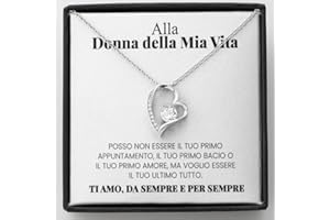Luna Jewel Collana colore oro o argento, cuore, idea regalo fidanzata, ragazza, moglie, con cofanetto led e messaggio, ciondolo donna, gioielli, compleanno san valentino