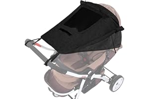 Hantoc - Parasole universale per carrozzina, con finestrella per passeggino, protezione UV, impermeabile, colore: grigio scuro