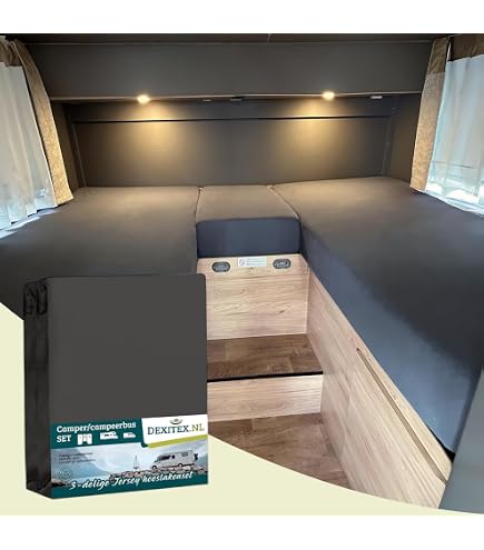 ENTSPANNO Luxus-Spannbettlaken Für Wohnmobil – 3-teiliges Jersey-Set Für Heckbetten Bis 15 Cm Höhe