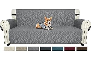 Ystyle Pokrowiec Na Sofę 3-Osobową, Pokrowiec Na Kanapę Z Podłokietnikami, Odporny Na Zadrapania Narzuty Na Sofę Z Kieszeniami, Antypoślizgowy Można Prać Ochraniacz Na Kanapę, Jasnoszary
