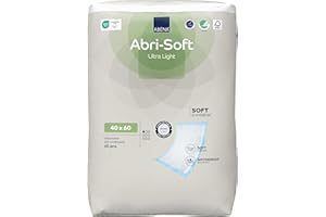 ABENA Abri-Soft Ultra Light Disposable Incontinence Bed Pads, Eco-Friendly Incontinence Underpads, Leak Protection, Soft & Secure Bed Protectors For Incontinence - 40x60cm, 650ml, 60PK