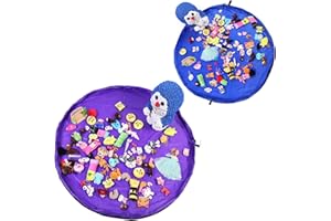 Guador 2 Stücke Spielzeug Aufraeumsack Teppich Decke Sack für Spielzeug Aufbewahrung Matte Tasche Spielmatte Sack von Kordelzug mit Kappe wie Reisetasche Aufräumsack für Kinder (Lila und Dunkelblau)