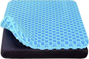 HSSGGV Cuscini per sedia in gel, Cuscino antidecubito-Cuscino Elastico per Il Sostegno del Sedile,Fresco e Traspirante, per alleviare l'affaticamento dell'anca(Azzurro)