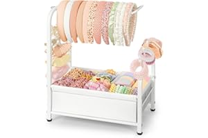 VINCOURNA Rangement Accessoires Cheveux, Boite A Bijoux Femme, Porte-Chouchou, Rangement Pour Pinces À Cheveux, Boite A Bijoux Fille Pour Bandeau, Chouchou, Pince, Nœuds, Présentoir À Bijoux