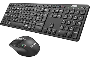 Arteck Universal Multi-Device Bluetooth Keyboard and Mouse Full Size Wireless Bluetooth Keyboard and Ergonomic Mouse Set for Windows, iOS, Android, Computer Desktop PC Laptop iPad Tablet Smartphone