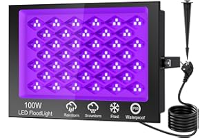 Hondony 100W LED UV Schwarzlicht Strahler, Schwarzlichtlampe, IP65 Wasserdicht, UV Partylicht mit Schalter für Bar, Partyzubehör, Schwarzlicht Deko, Bühnenbeleuchtung (1 Packung)