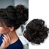 Silk-co Chignon Capelli Finti Elastico Posticci per Chignon Hair Messy Bun Updo Coda Capelli Ricci Extension–Nero Naturale