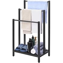Piantana Porta Asciugamani Portasciugamani Autoportante HOOBRO - 3 Bracci, 43x28x81 Cm, Greige E Nero Portasciugamani Greige Nero - 2