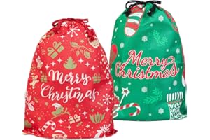 HBell 2Pcs Extra Large Santa Sack with Drawstring Large Personalized Christmas Sacks for Kids,Santa and Elk Present Sacks,Reusable Xmas Canvas Gift Bags for Christmas Decorations (xmas gifts stocking)