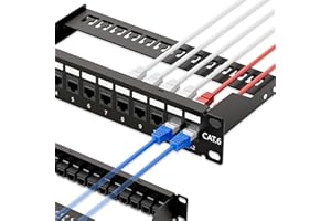 iwillink 10Gbps Patch Panel 12 Port, 10-Inch Through Coupler RJ45 Cat6 Patch Panel with Back Bar, Wallmount or Rackmount, Compatible with Cat5, Cat5e, Cat6 Cabling