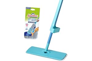 Spontex Easy System Max+ mop podłogowy, płaski mop z mikrofibry ze zintegrowanym systemem wykręcania, czyści laminat, drewno i płytki podłogowe