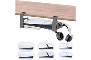 Rysker Support PS5 sous la Bureau Compatible avec Console PS5/ Slim/Pro, Support Horizontal PS 5 et Support Stealth Mount pour Play Station 5, Accessoires pour Rangement PlayStation 5