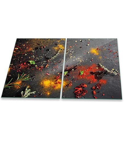 Herdabdeckung Glas Schwarz 2-teilig 40x52cm – Gehärtetes Schneidebrett & Ceranfeld Schutzplatte
