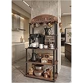 MESSER Kahve K&ouml;şesi Dolabı &Ccedil;ok Ama&ccedil;lı Kitaplık 140x69x39 cm &ndash; Kahve Makinesi Standı, 1. Sınıf MDF, Demonte Kolay Kurulum (Cev