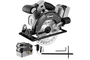 Cordless Circular Saw: DEKOPRO 20V Circular Saw, 4500RPM, with 165mm Blade, 55mm(90°), 33mm(45°) Cutting Depth, LED Light, Includes Two 4.0Ah Batteries and Charger for Cutting Wood and DIY Projects