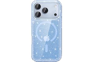 JETech Magnetiskt Glitter Skal för iPhone 18 Pro, Glaciär | Kompatibel med MagSafe, Gnistra Bling Design, Stötsäkert Skydd, Söt Glittrig för Kvinnor och Flickor