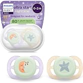 Philips Avent Ultra Start Soothers for Night: Anatomical Design for Newborns, Glow in The Dark Symmetrical Soft Silicone Nipp