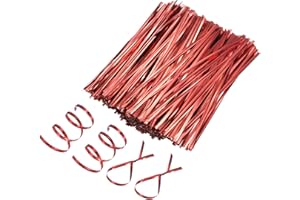 M METERXITY 800-Pezzi Cravatte Metalliche, 15cm Fermacarte Metallici per Decorazioni Natalizie/Feste/Piante Giardino/Regalo/Panini/Torte/Caramelle, Fermacarte Riutilizzabili [Rosso]