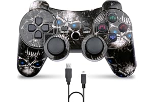CHENGDAO Mando Inalámbrico para PS3 Doble Vibración Six-Axis Bluetooth Gamepad Recargable Joystick para Playstation 3(Cráneo)