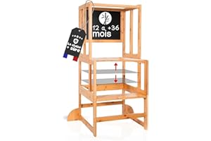 Kywai Tour montessorienne Enfants Multifonctionnel 3 en 1 en Bambou - Tour Montessoriana - Tour Montessori - Tour d'apprentissage Montessori - Échelle Montessori pour Enfants