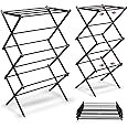 Lifelong Clothes Stand for Drying - Foldable Hanging Stand with Extendable Width - Portable & Easy to Store Laundry Drying Rack for Balcony - Hanger for Drying Clothes (LLCDR03, Black)