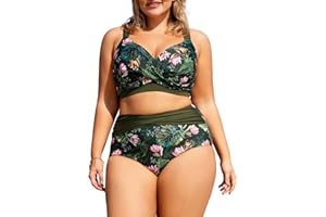 Hanna Nikole Women Push Up Bikini Plus Size Tummy Control Swimsuit High Waist Ruched Swimwear Two Piece