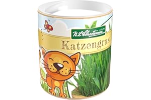 Premium Katzengras Samen Chrestensen Gartenkinder, Grassamen schnellkeimend mit Anleitung für Kinder, 1 Dose für ca. 2-2,5 m² Katzengras fertig gewachsen, Natürliche Katzen Leckerlies zu Hause