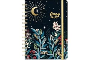 KAMAKING Academic Diary 2024-2025 - A5 Diary 2024-2025 Week to View, August 2024 - July 2025, 12 Months Diary with Strong Twin-wire Binding, Elastic Closure, Back Pocket, 21.5 x 15.5 x 1.5 cm