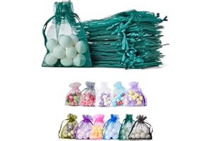 ‎SOUL PROJEKT Soul Projekt [50 Stk.] Organzasäckchen mit Kordelzug für Hochzeiten, Schmuck, Geburtstage, Bastelarbeiten, Kristalle, Süßigkeiten, Gastgeschenke. Dunkelgrün Organza Bags Dark Green 7x9 x50