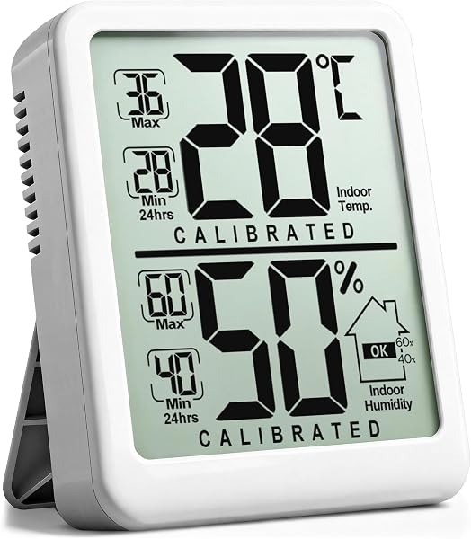 Antonki Room Thermometer, Digital Small Hygrometer Indoor Thermometer Humidity Gauge, Temperature Humidity Meter with Max/Min Record Monitor Sensor for Home, Plants - Battery Included - 1