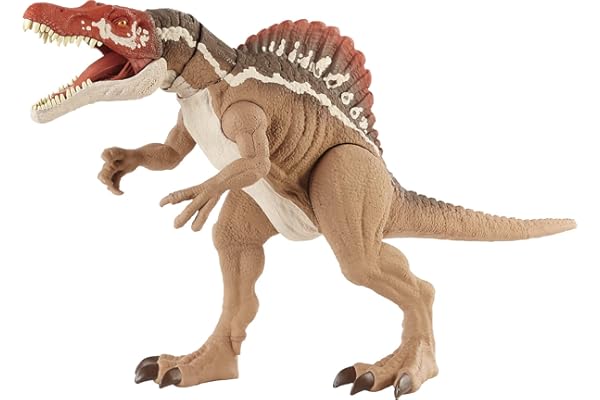 Jurassic World Spinosaure Mâchoires Extrêmes Gueule Géante, Points d’articulation, « Jurassic World : Le Monde d’après », avec code ADN caché et scannable, Jouet Enfant, Dès 4 ans, HCG54