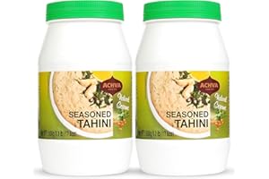 Achva Seasoned Tahini Paste - Natural Sesame Paste - Rich Creamy Taste for Hummus - Tahini Sauce & Dressing - Kosher, Vegan Gluten Free, Peanut Free & Non-GMO (2 Jars of 500g)