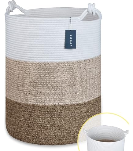 VK LIVING Fox Toy Basket - Cotton Rope Storage Hamper For Toys, Laundry, Blankets, 15''x14'' With Handles