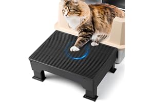 Bartuke Adjustable Cat Litter Box Step Ramp, Elevated Cat Step Stair for Litter Box with Base, Filter Function, Non-Slip, Easy-to-Clean Pet Toilet Ramp Pedal for Kittens, Old Cats (Black)