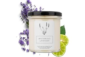 Hagi Mysterious lawendowa świeca sojowa, lawendowa świeca w szkle, zapach kwiatowy, olejek lawendowy, czas palenia ok. 75 h, olej bergamotkowy, wegański, wosk sojowy, naturalny