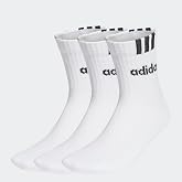 adidas Unisex Adult 3-Stripes Linear Half-Crew Cushioned Socks 3 Pairs