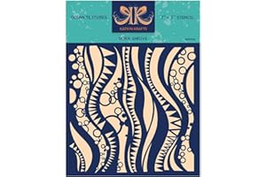 KatKin Krafts Stencil. Ocean, Sea, Waves, Cream, 7 x 7 inch
