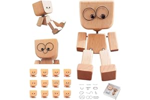 Bohrma Wackelnder Holz Mann, lustige Wackelkopf-Autodekoration Wackelnde Holzfiguren Füßen, Wackelnde Füße Holzpuppe Menschliche Form Handgefertigte Wackel Auto Ornamente Reise Auto Studium Pendeln