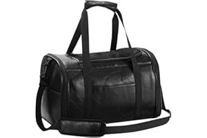 Lasaviin Modische Hundetragetasche aus Leder, von Fluggesellschaften zugelassen, für kleine, mittelgroße Hunde, Katzen unter 6,8 kg, zusammenklappbar, weiche Seiten, Reise-Welpentrage