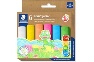‎STAEDTLER STAEDTLER Noris Junior 2365 C6 Maxi Street Painting Chalks for Outdoor Use, Especially for Painting on Asphalt and Similar Surfaces, 6 Assorted Colours in Folding Box